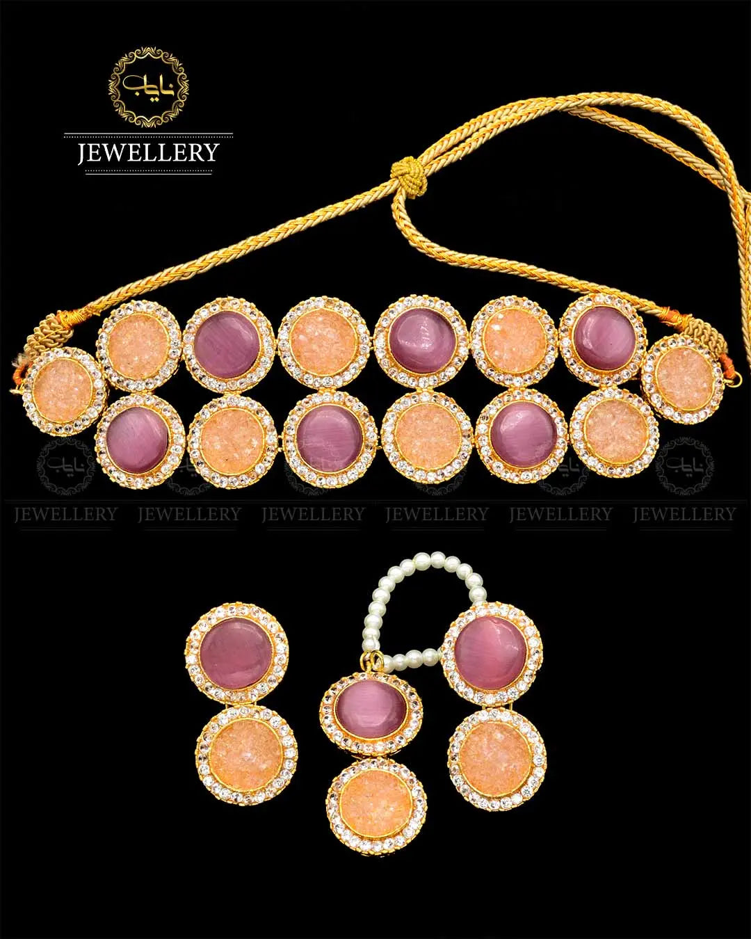 Handmade doubleted with crush stones chokkar set with teeka -1739 Nayab Jewellery