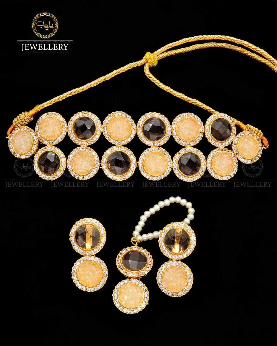 Handmade doubleted with crush stones chokkar set with teeka -1739 Nayab Jewellery