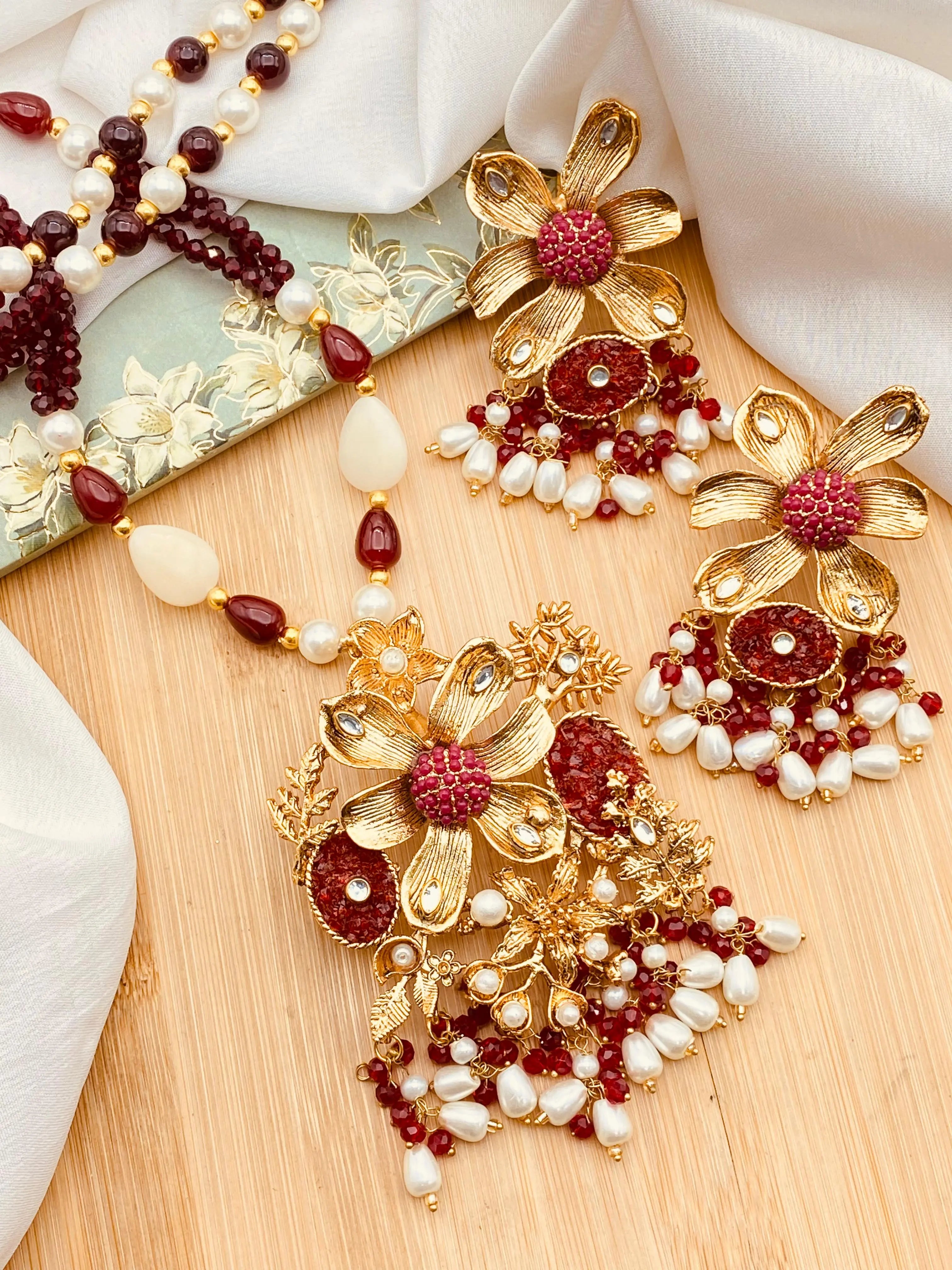 Hanmade Flower Crush Mala set-2067 Nayab Jewellery