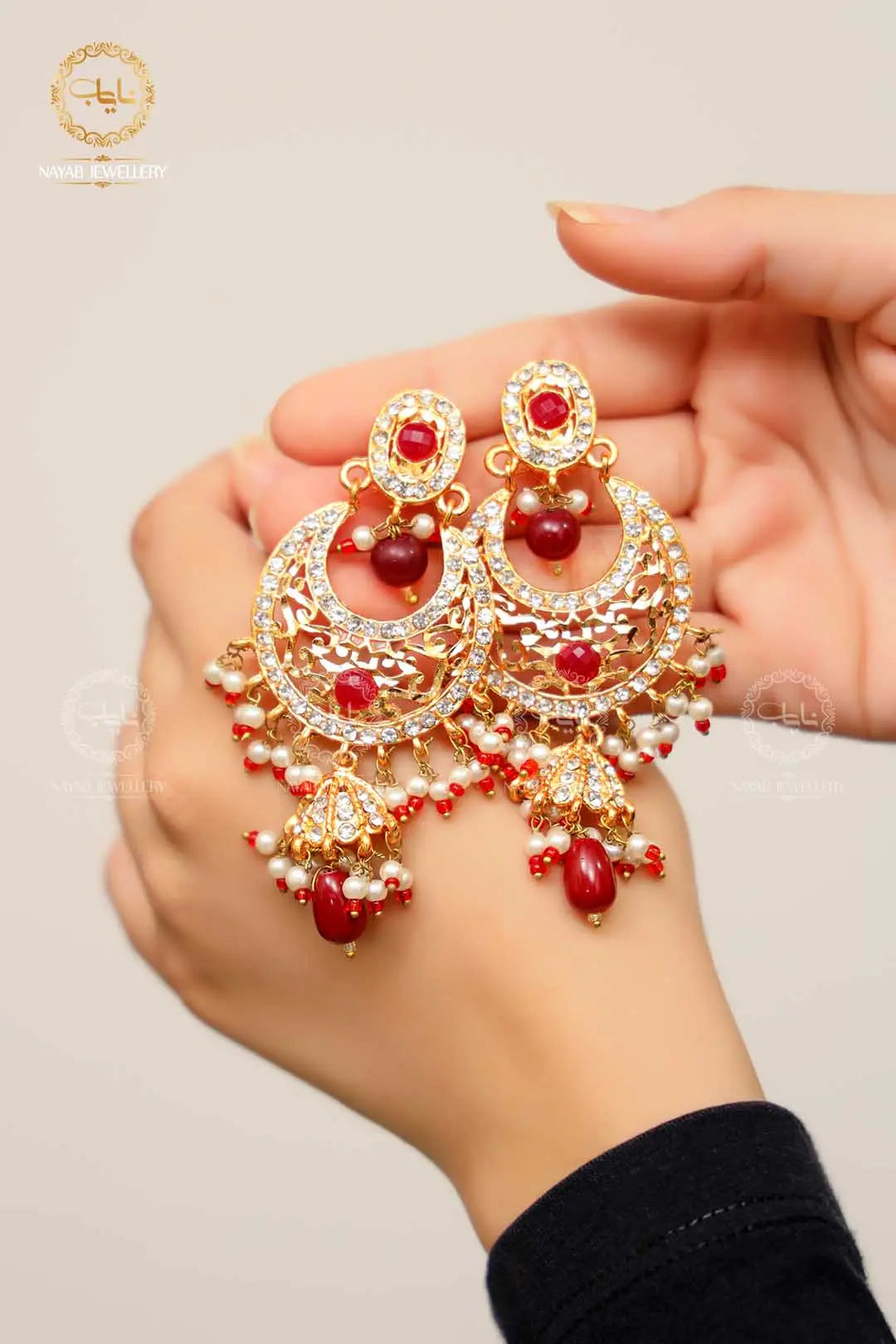 High Quality Mughlai Pearl Mala Set wit Earring NJ-1167 Nayab Jewellery