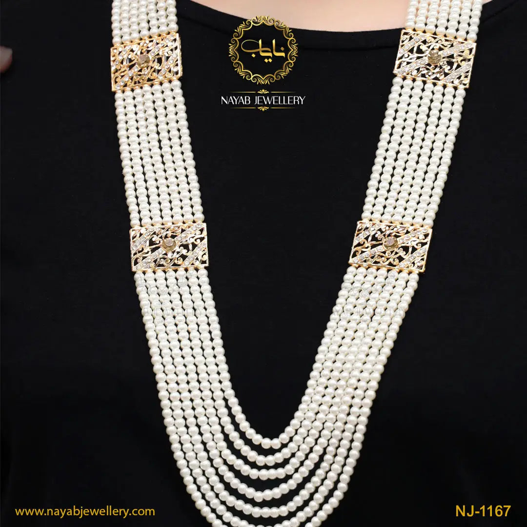 High Quality Mughlai Pearl Mala Set wit Earring NJ-1167 Nayab Jewellery