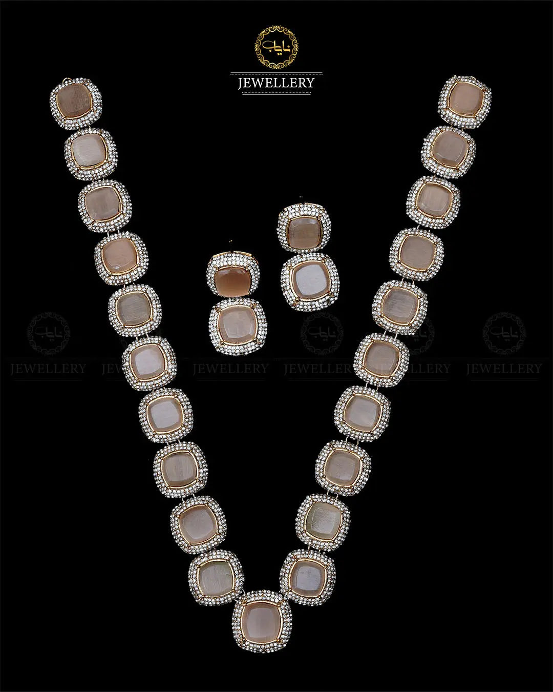 High quality Ayeza Khan Doublet Stones Mala with Tops -1947-G Nayab Jewellery