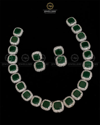 High quality Ayeza Khan Doublet Stones Mala with Tops -1947-Siver Nayab Jewellery