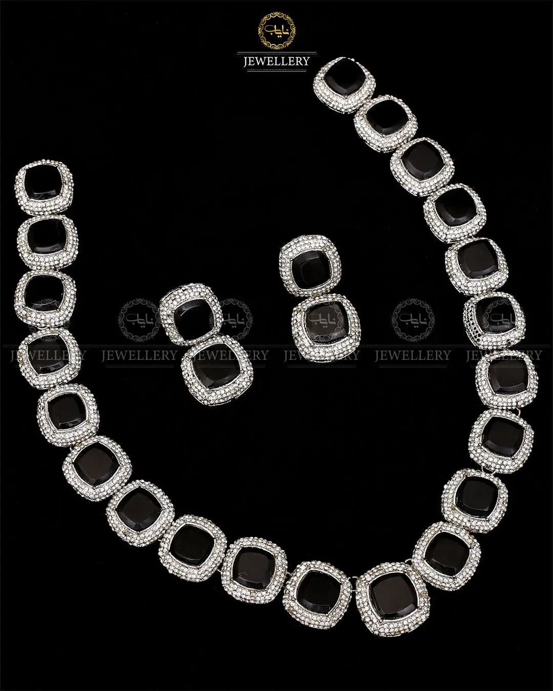 High quality Ayeza Khan Doublet Stones Mala with Tops -1947-Siver Nayab Jewellery
