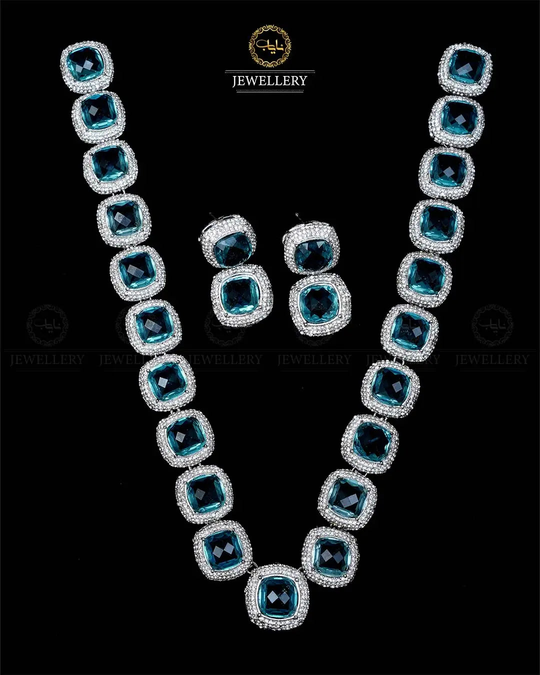 High quality Ayeza Khan Doublet Stones Mala with Tops -1947-Siver Nayab Jewellery