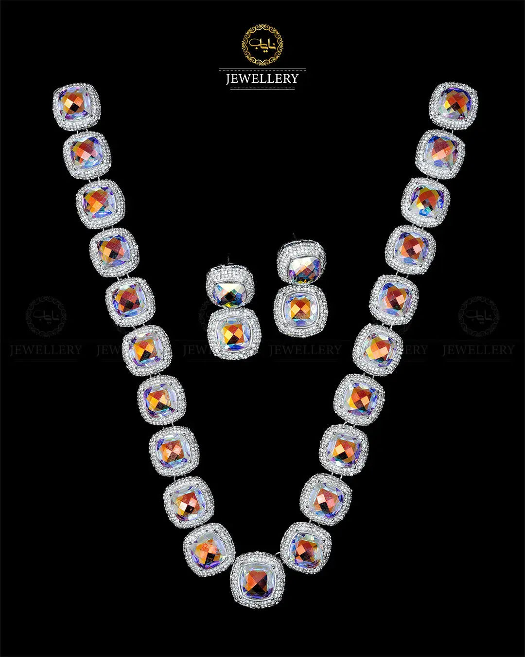 High quality Ayeza Khan Doublet Stones Mala with Tops -1947-Siver Nayab Jewellery