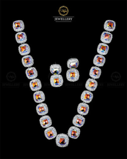 High quality Ayeza Khan Doublet Stones Mala with Tops -1947-Siver Nayab Jewellery