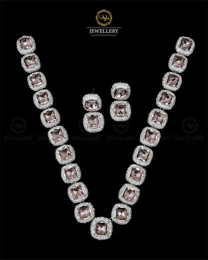 High quality Ayeza Khan Doublet Stones Mala with Tops -1947-Siver Nayab Jewellery