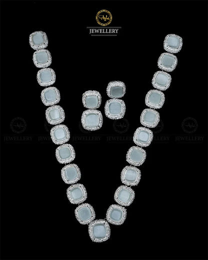 High quality Ayeza Khan Doublet Stones Mala with Tops -1947-Siver Nayab Jewellery