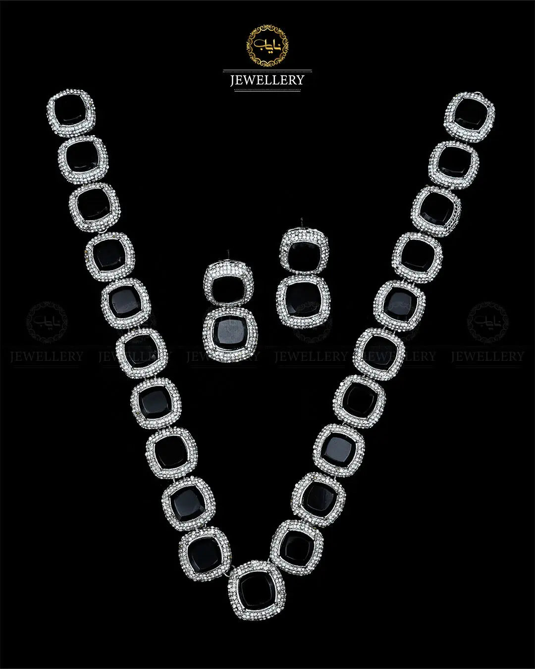 High quality Ayeza Khan Doublet Stones Mala with Tops -1947-Siver Nayab Jewellery