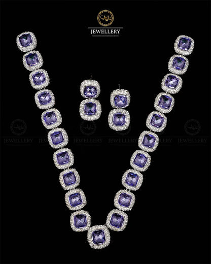 High quality Ayeza Khan Doublet Stones Mala with Tops -1947-Siver Nayab Jewellery