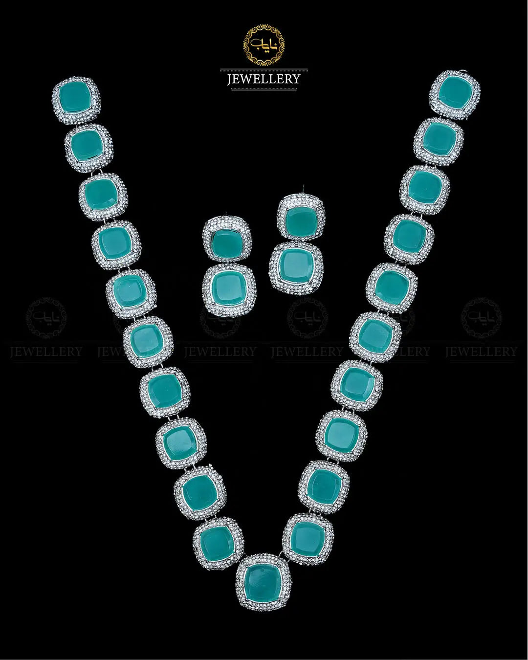 High quality Ayeza Khan Doublet Stones Mala with Tops -1947-Siver Nayab Jewellery