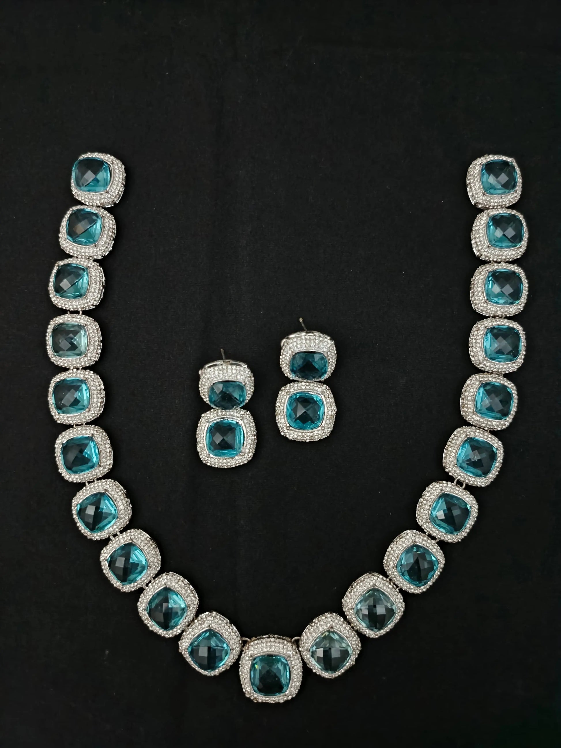 High quality Ayeza Khan Doublet Stones Mala with Tops -1947-Siver Nayab Jewellery