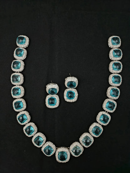 High quality Ayeza Khan Doublet Stones Mala with Tops -1947-Siver Nayab Jewellery