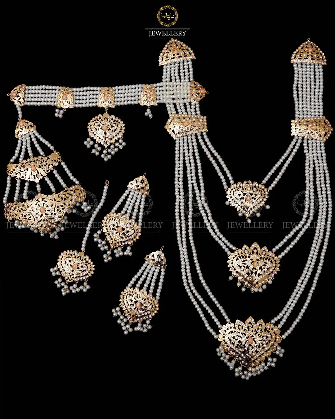 Hyedrabadi 6 pcs Bridal set with jhomer & Tika -1984 Nayab Jewellery