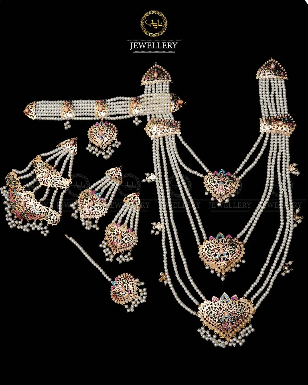 Hyedrabadi 6 pcs Bridal set with jhomer & Tika -1984 Nayab Jewellery