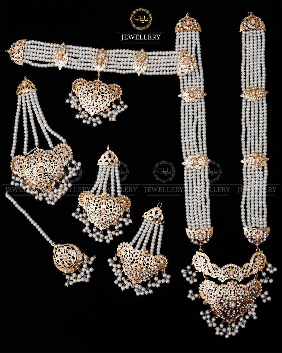 Hyedrabadi 6 pcs Bridal set with jhomer & Tika -1985 Nayab Jewellery