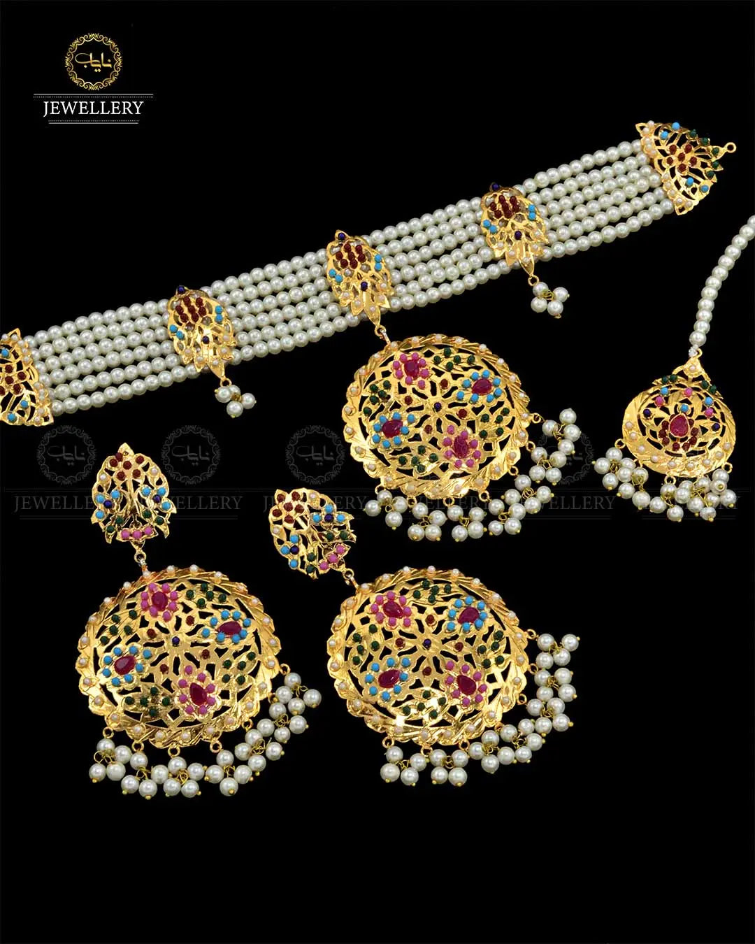 Hyedrabadi chokar set with Tika NJ-1871 Nayab Jewellery