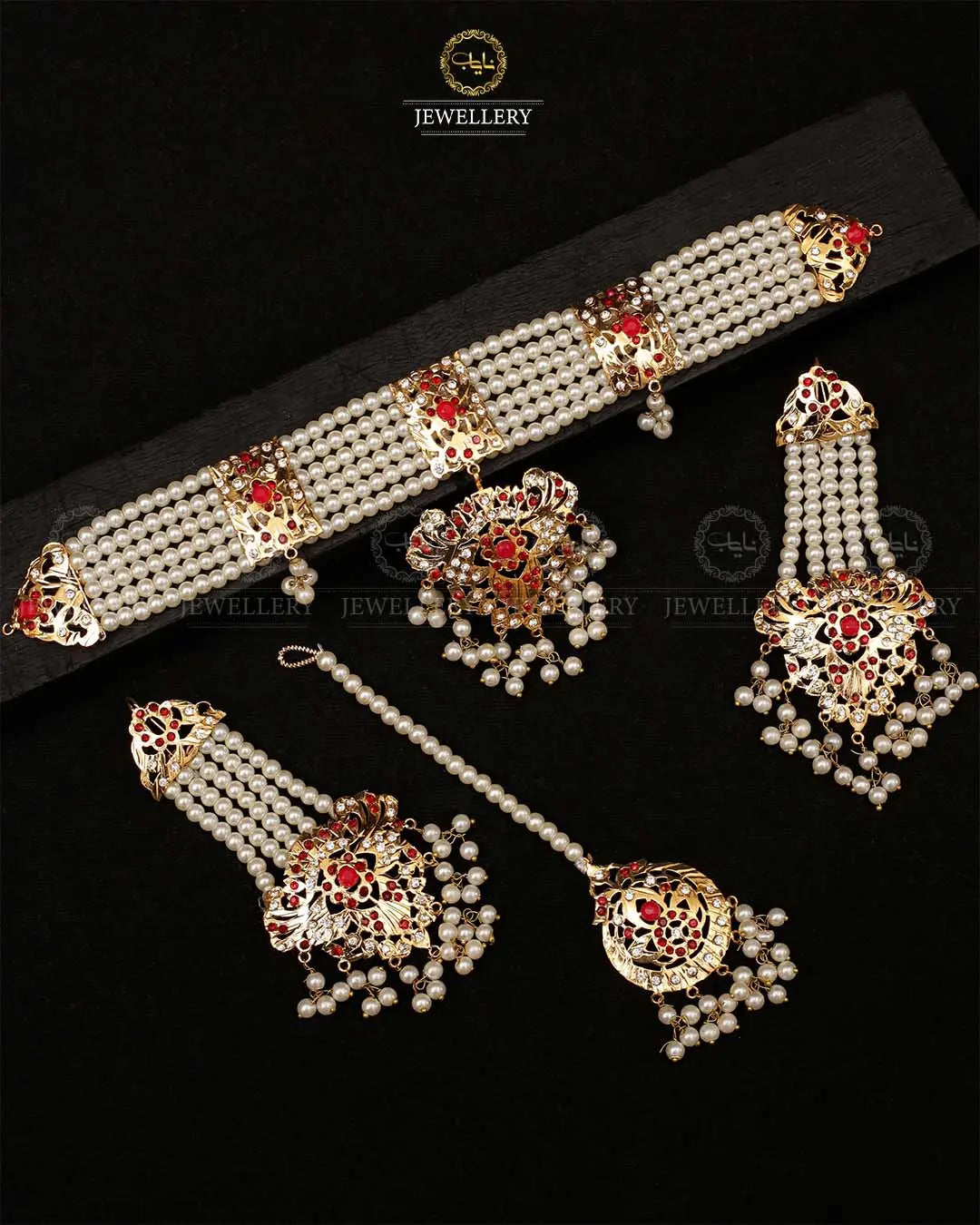 Hyedrabadi chokar set with Tika NJ-1872 Nayab Jewellery