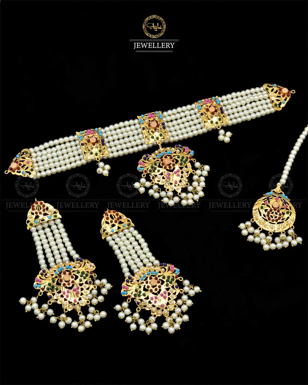 Hyedrabadi chokar set with Tika NJ-1872 Nayab Jewellery