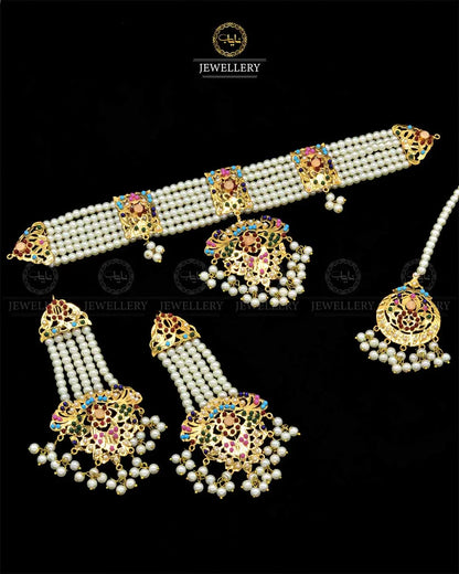 Hyedrabadi chokar set with Tika NJ-1872 Nayab Jewellery