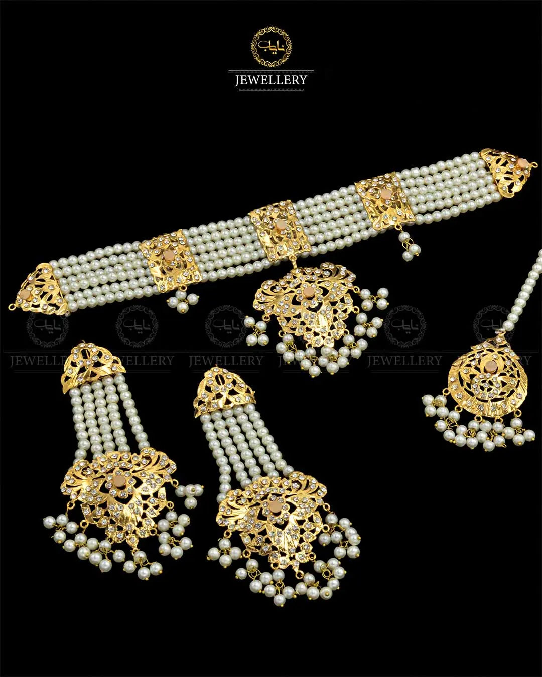 Hyedrabadi chokar set with Tika NJ-1872 Nayab Jewellery