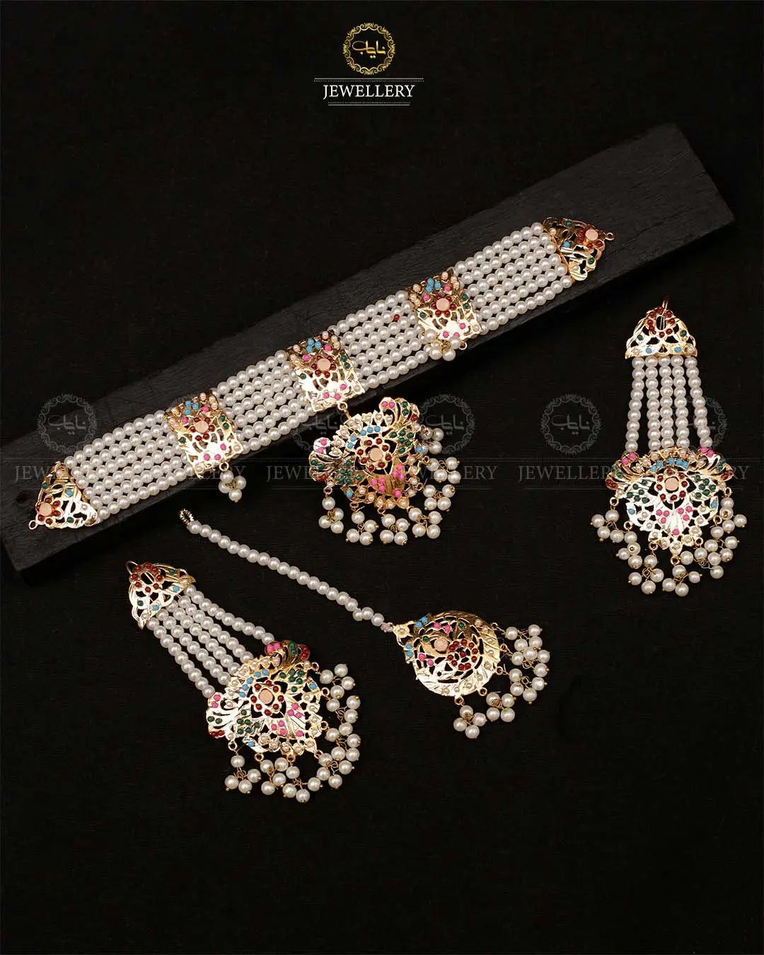 Hyedrabadi chokar set with Tika NJ-1872 Nayab Jewellery