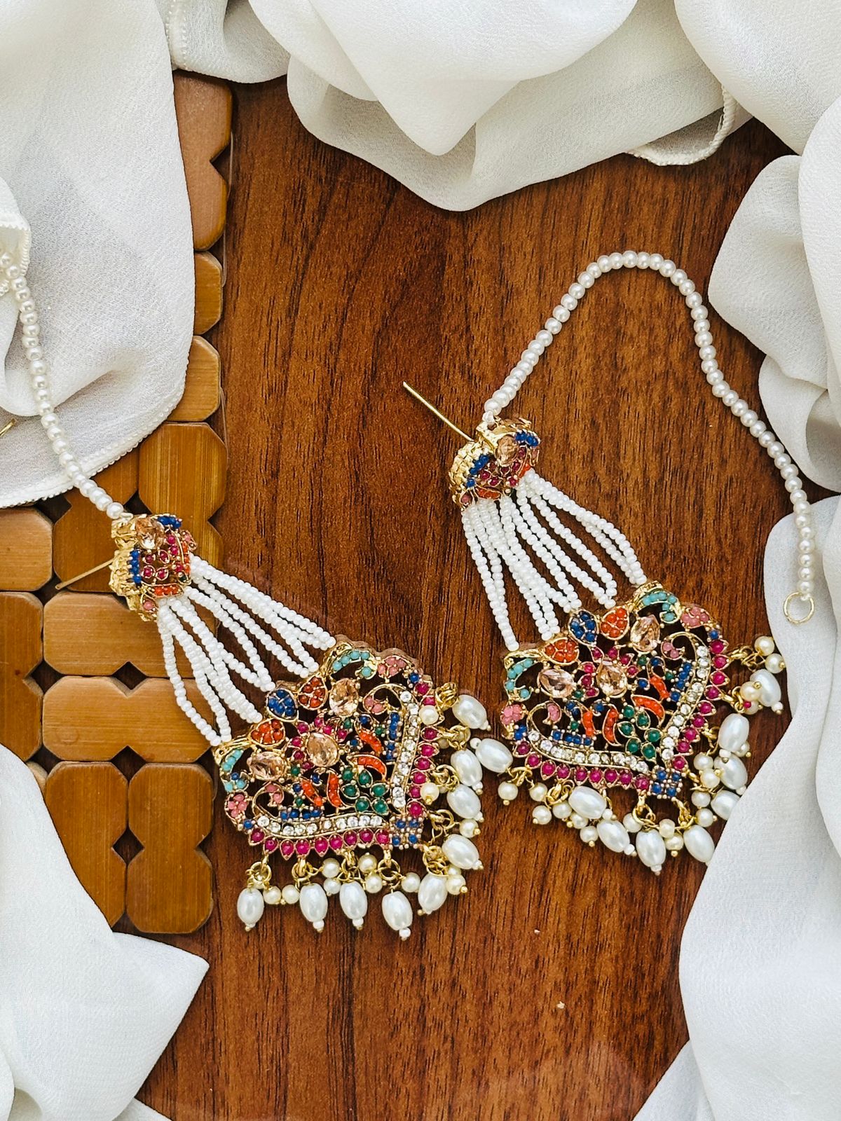 Hand Made Noratan Earrings with Sahara-2807 Nayab Jewellery
