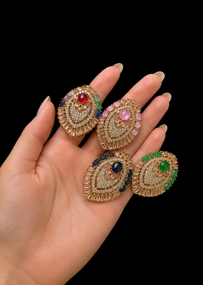 Turkish Zirconia adjustable Ring R-416-Golden