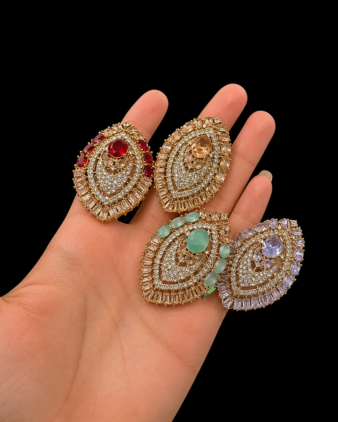 Turkish Zirconia adjustable Ring R-416-Golden