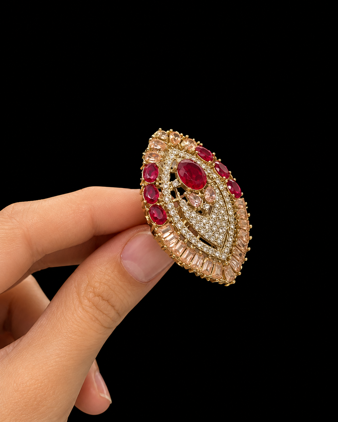 Turkish Zirconia adjustable Ring R-416-Golden