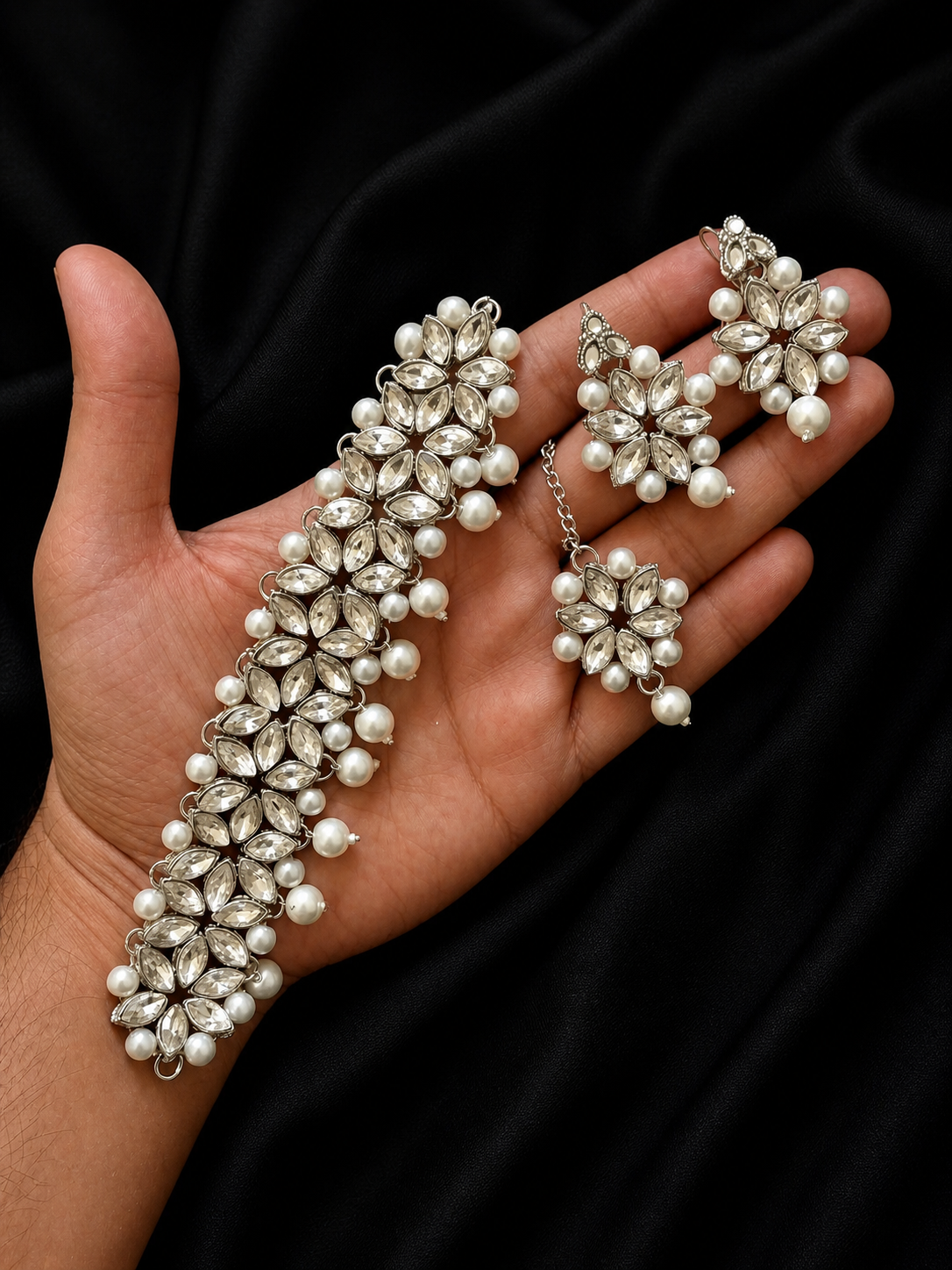 Kundan Chokar set-2401-Silver
