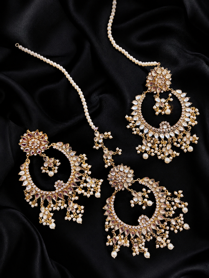 Big size Kundan Baali Tika set-2790