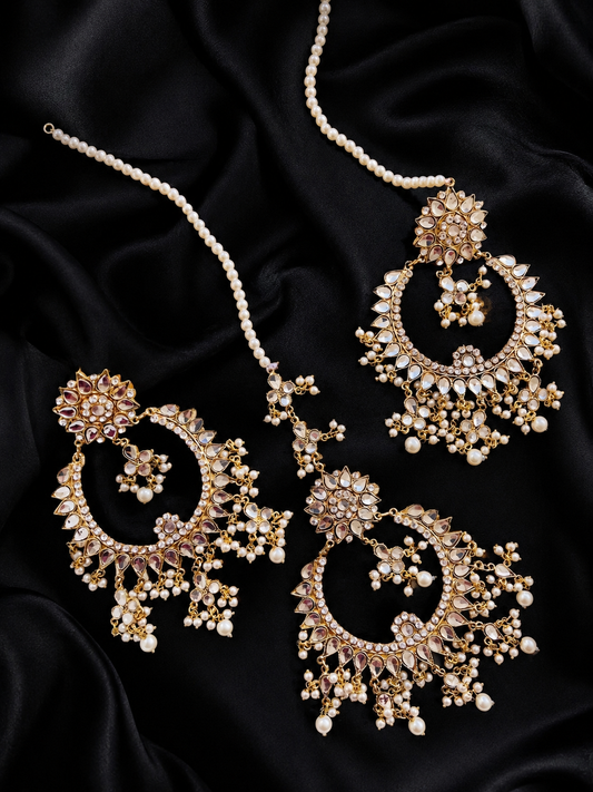 Big size Kundan Baali Tika set-2790