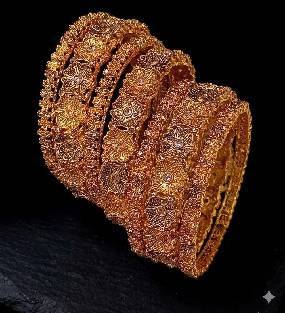 Gold Look Premium Quality Casting 7 pcs Bangles set NJ - 1712