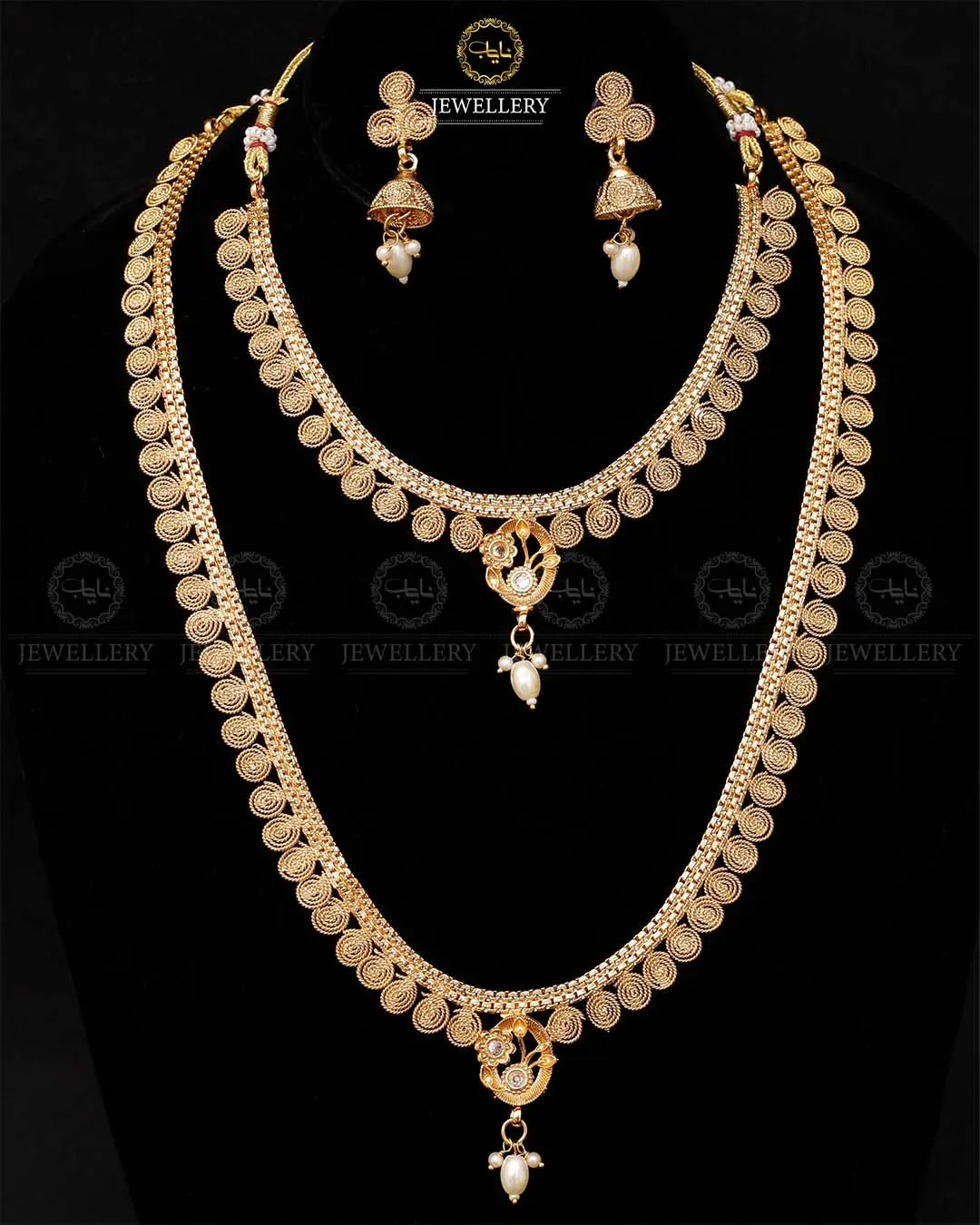 Indian Rajwadi 2 layers Mala set with Jhumki-2062 Nayab Jewellery