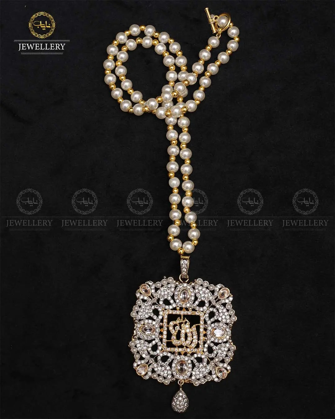 Jarao  stones Allah Pendant Set with Mala-2231 Nayab Jewellery