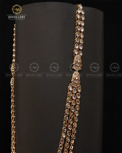 Kundan 3 layers Long Mala without earrings -2035-Golden Nayab Jewellery