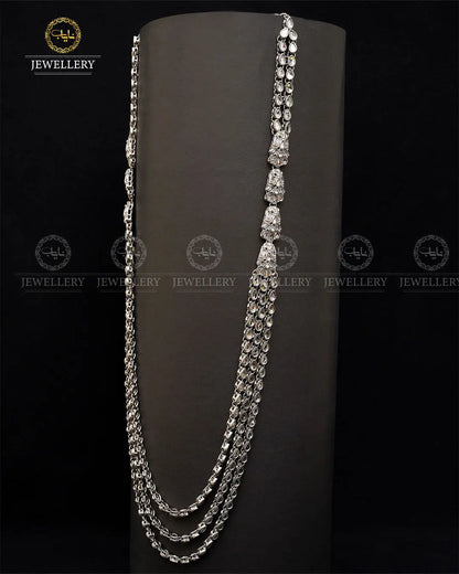 Kundan 3 layers Long Mala without earrings -2035-Golden