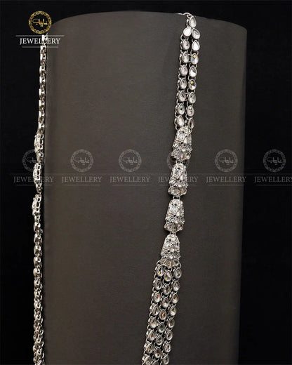 Kundan 3 layers Long Mala without earrings -2035-Golden