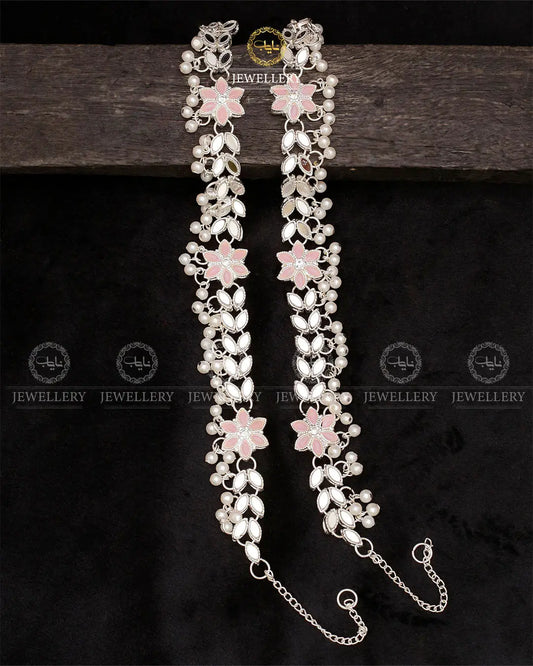 Kundan Anklet pazeb (pair)-2038-Silver Nayab Jewellery