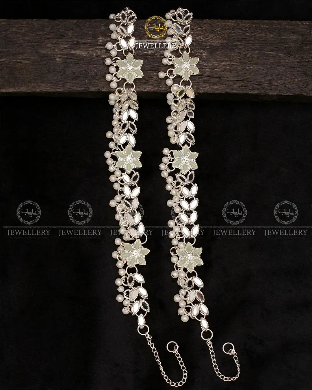 Kundan Anklet pazeb (pair)-2038-Silver Nayab Jewellery