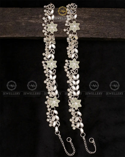 Kundan Anklet pazeb (pair)-2038-Silver Nayab Jewellery