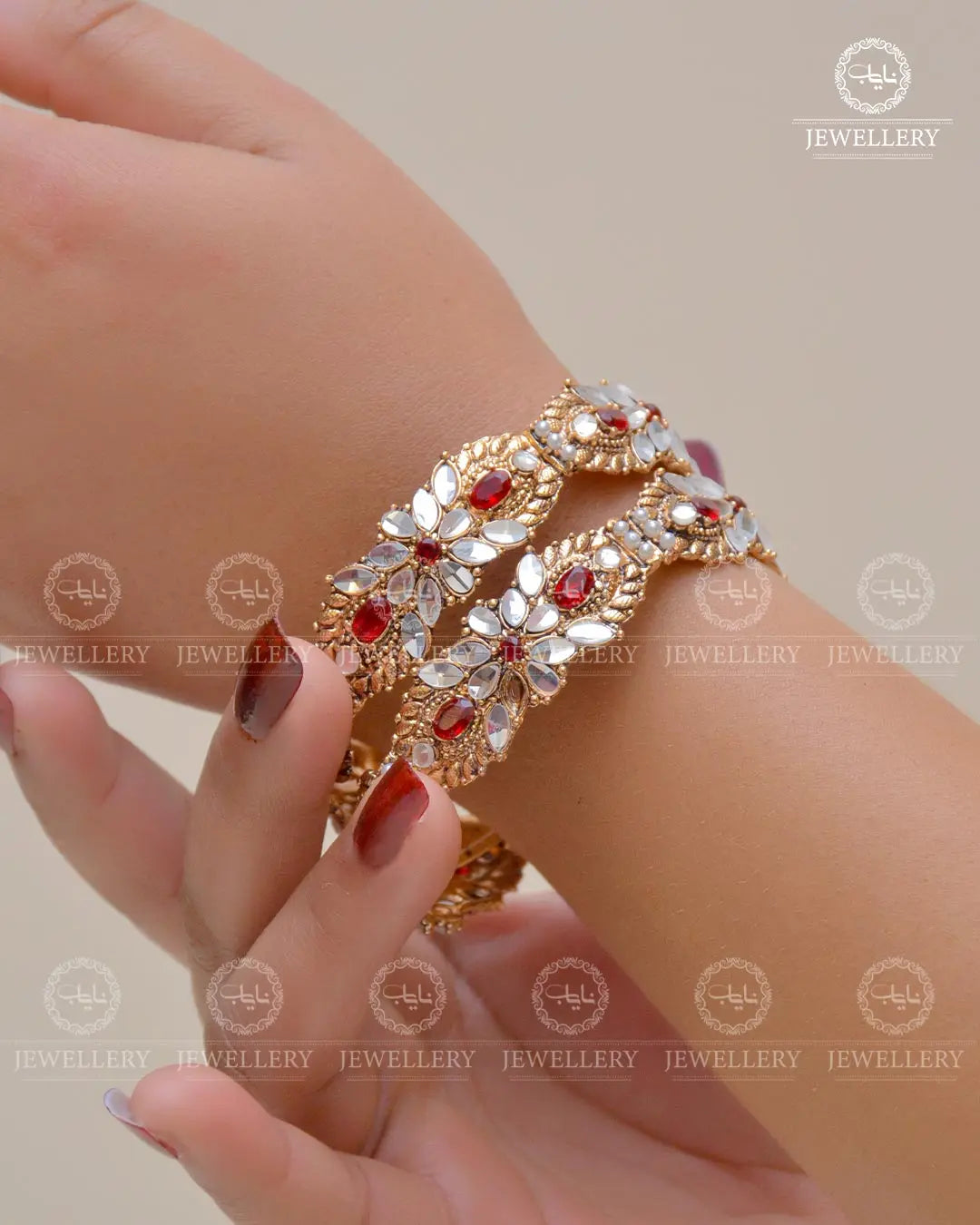 Kundan Bangles  (pair)  NJ -1647-G Nayab Jewellery