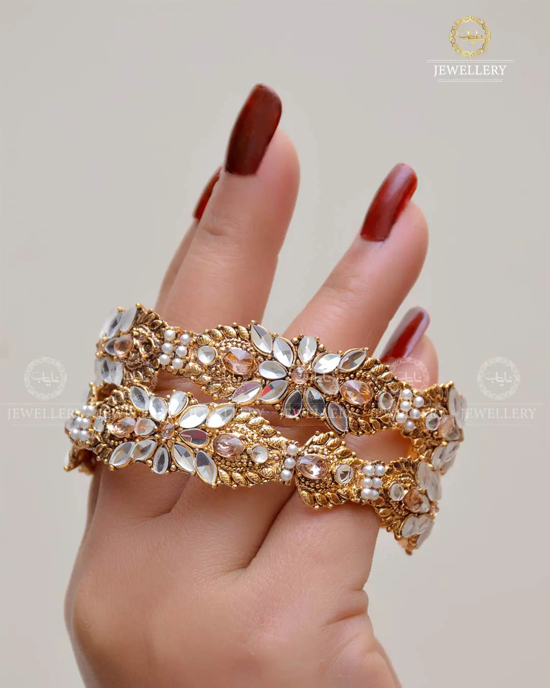 Kundan Bangles  (pair)  NJ -1647-G Nayab Jewellery