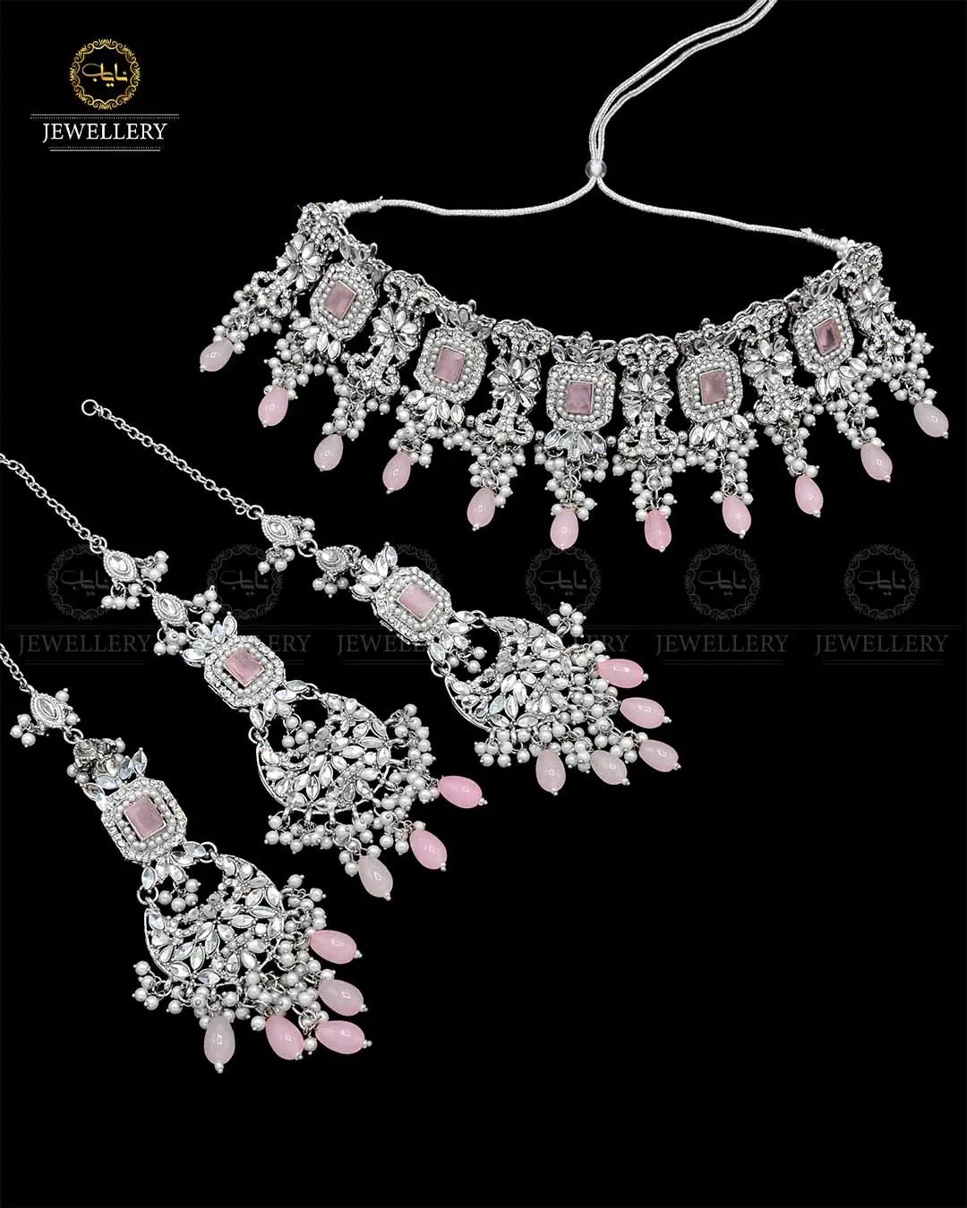 Kundan Collar (flexible) set with sahara Earrings Tika NJ-1904-S Nayab Jewellery