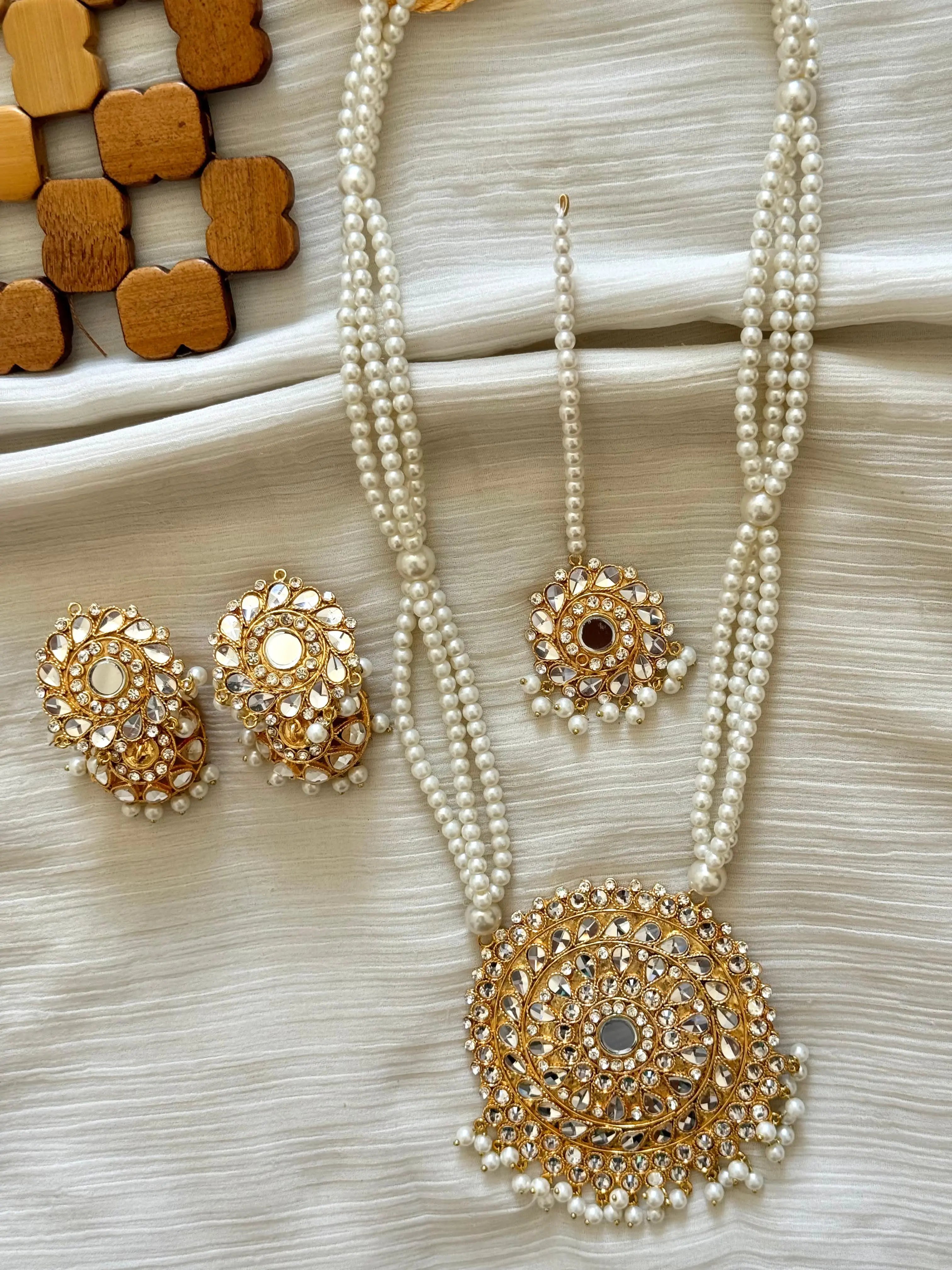 Kundan Mala set with jhumka tika-2376 Nayab Jewellery