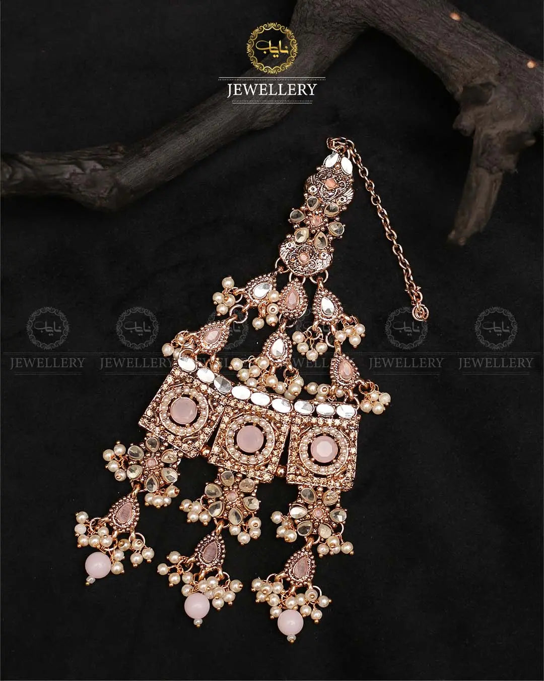 Kundan Mala set with jhumka tika-2376 (Copy) Nayab Jewellery