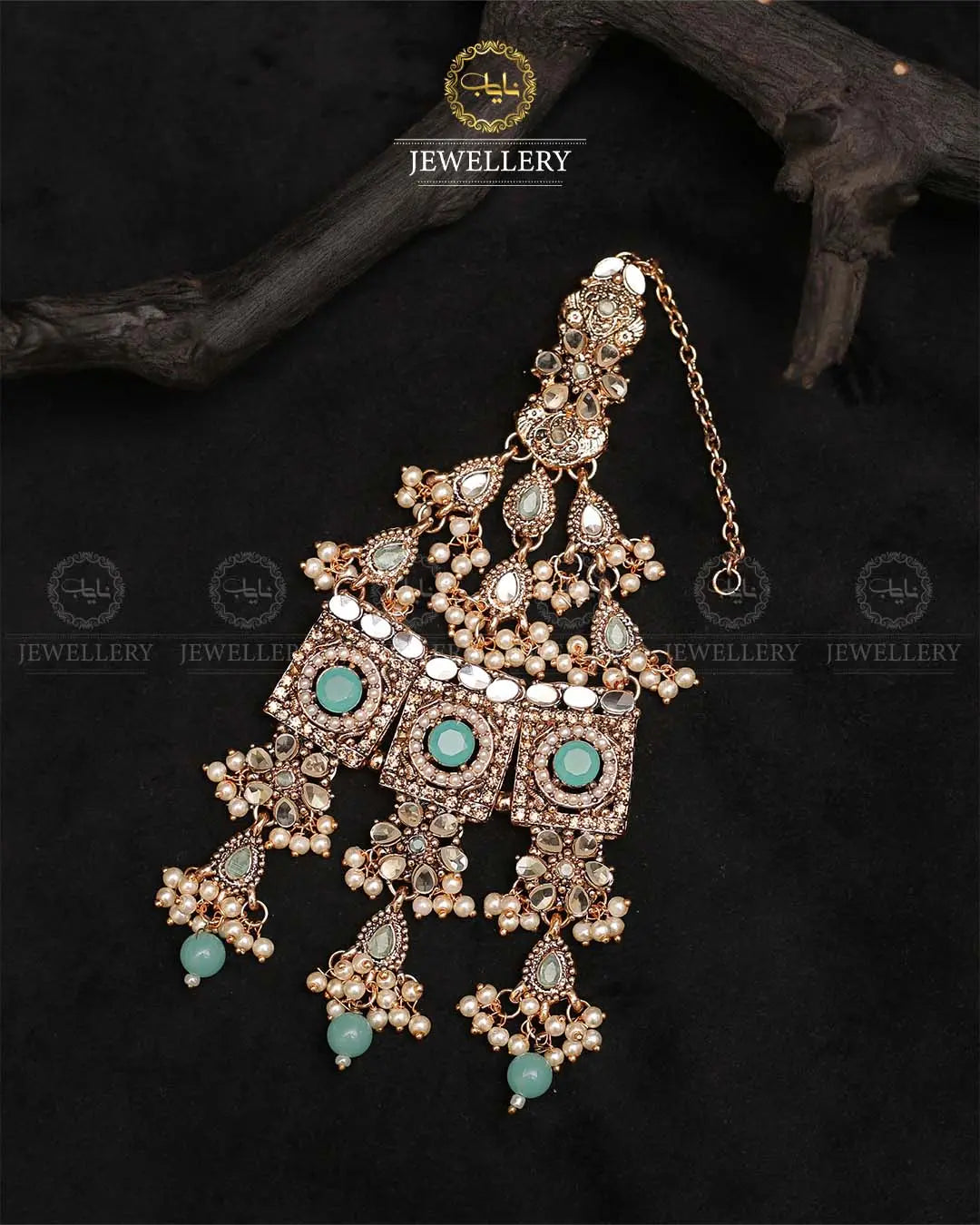 Kundan Mala set with jhumka tika-2376 (Copy) Nayab Jewellery