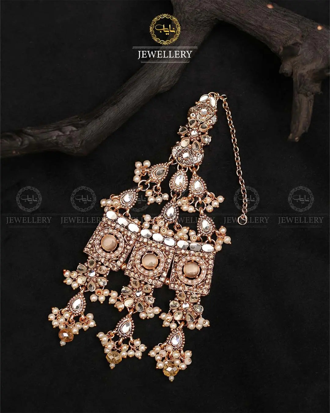 Kundan Mala set with jhumka tika-2376 (Copy) Nayab Jewellery